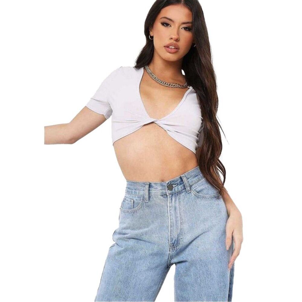 Missy Empire Womens/Ladies Twisted Crop Top / Gray